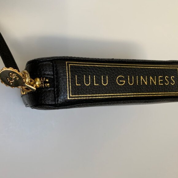 Rare Vintage Lulu Guinness Black Leather “Little Black Book” Boxy Wristlet Bag - Picture 4 of 6